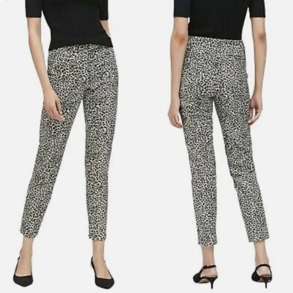 Banana Republic Pants Size 6S Mid Rise Sloan Leopard Print Metallic - Picture 1 of 9
